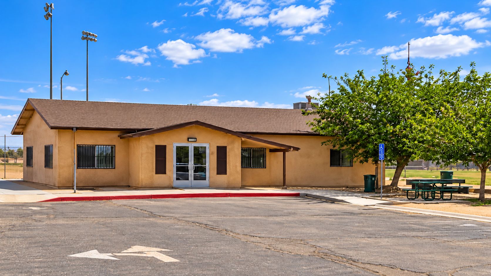 Exterior view representing New Leaf Ministries' Adelanto community location.